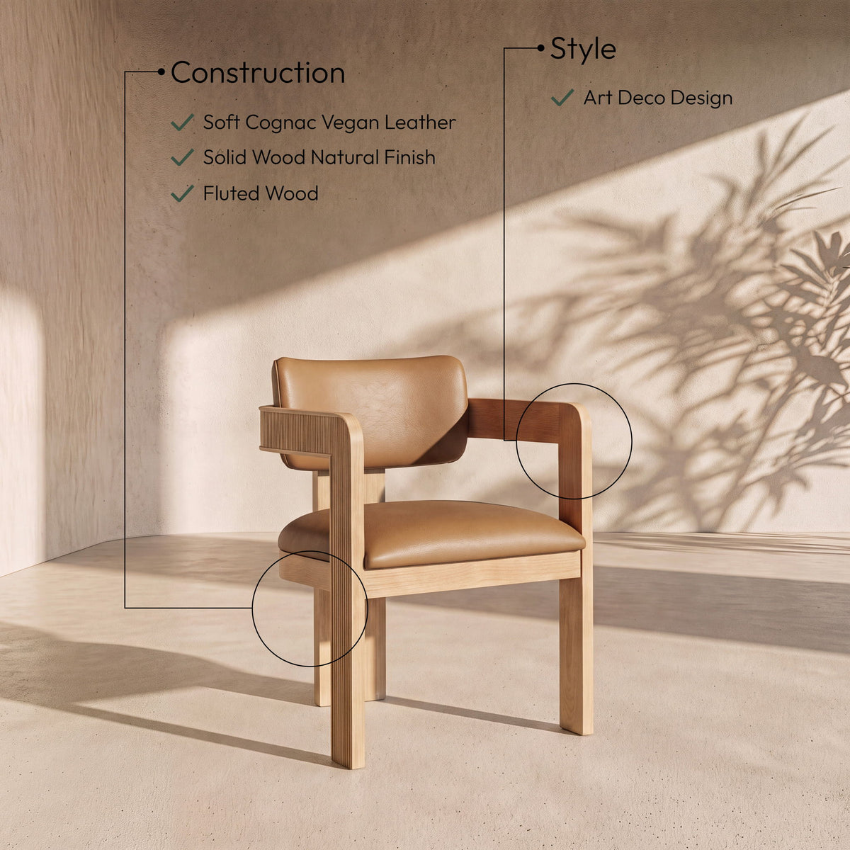 Sacha - Vegan Leather Upholstered Dining Chair With Natural Base (Set of 2)