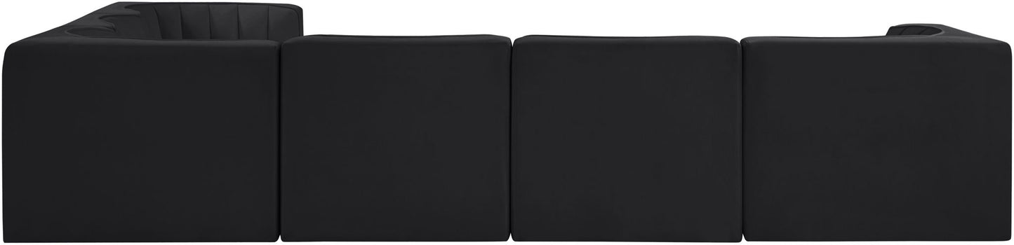 Rummi - Velvet Performance Fabric Upholstered 6 Piece Modular Sectional (With 3 Corner Chairs)