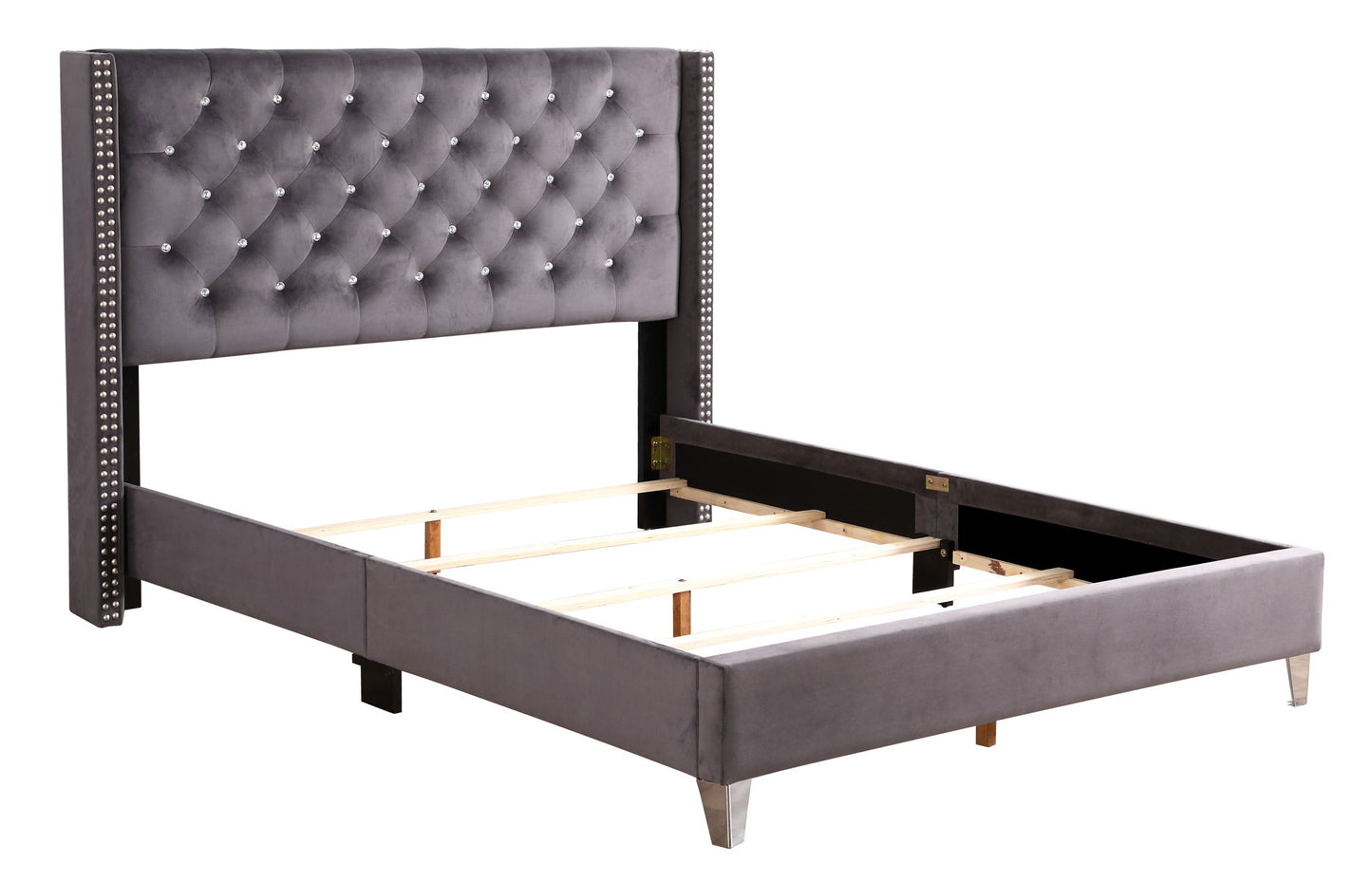 Glory Furniture - Julie - Faux Crystals Tufted Upholstered Bed