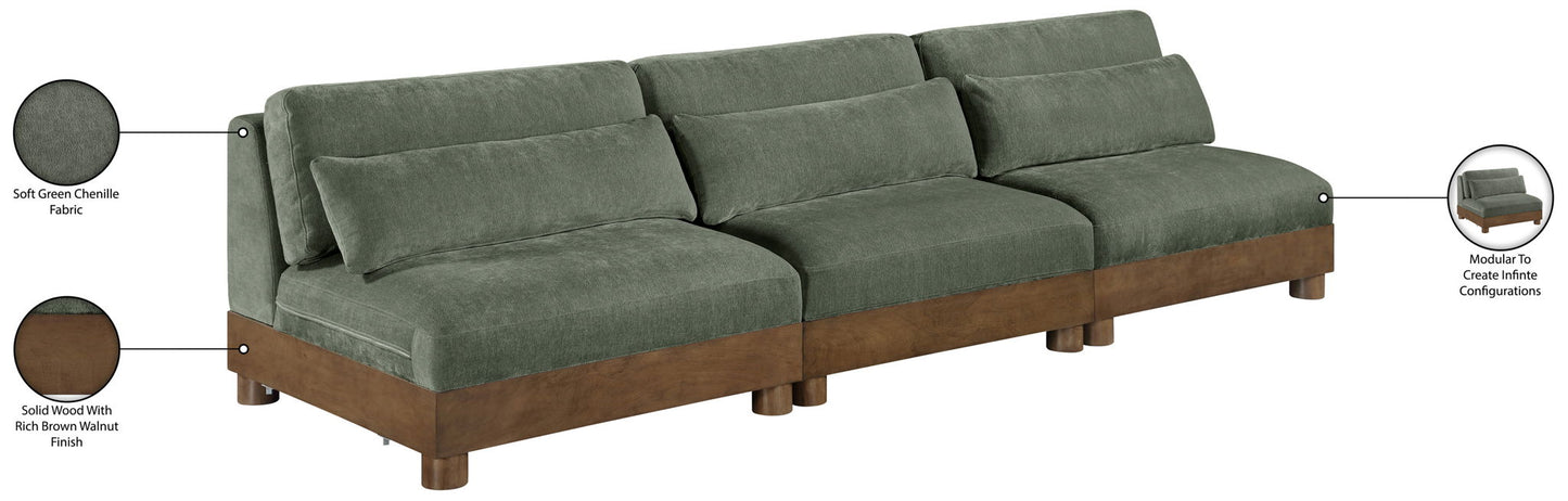 Turin - Chenille Fabric Upholstered Modular Sectional - Green