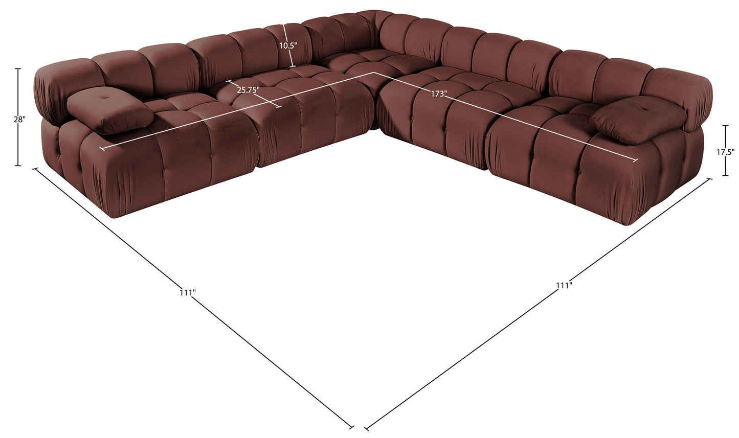 Orin - Velvet Fabric 5 Piece Modular Sectional