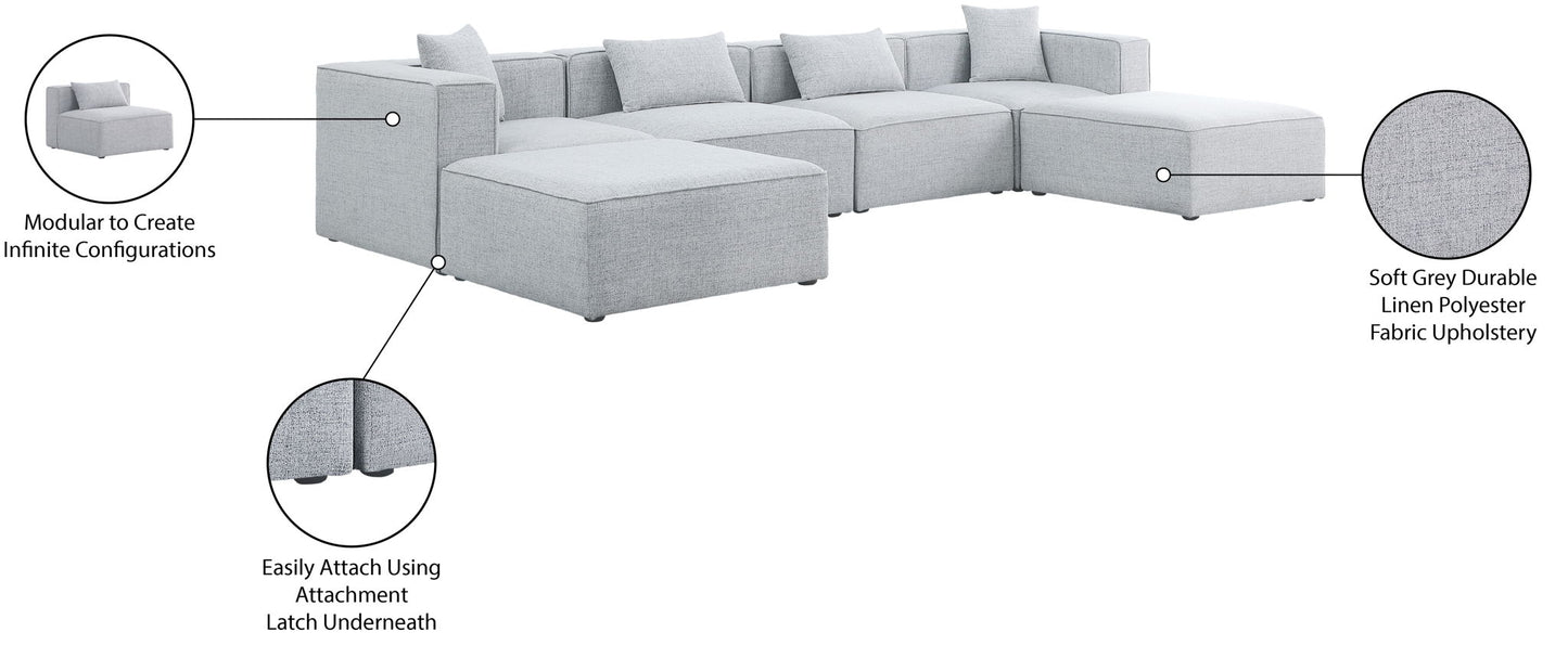 Cube - Linen 6 Piece Modular Double Chaise Sectional