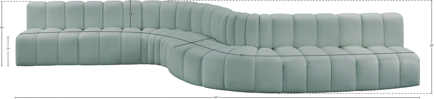 Arc - Faux Leather 8 Piece Curved Modular Sofa