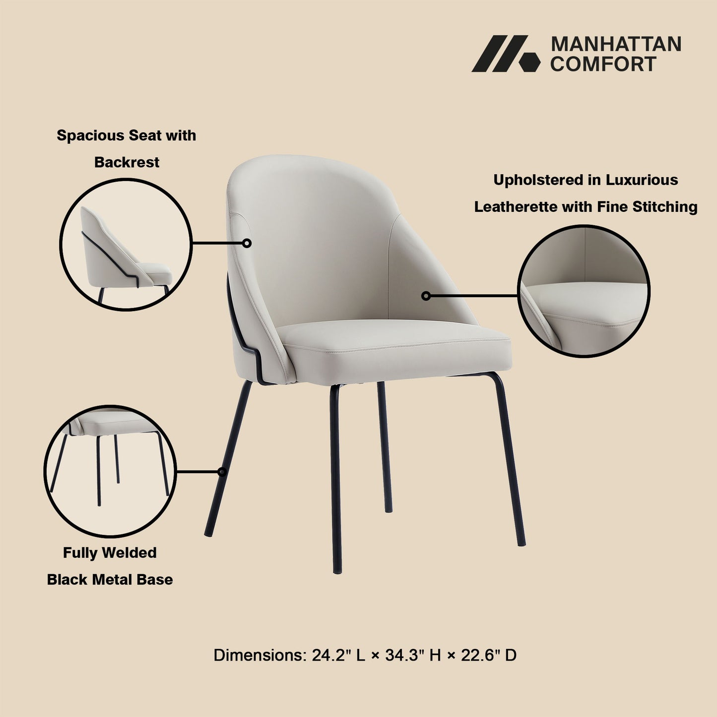 Manhattan Gracie - Dining Chair With Black Legs