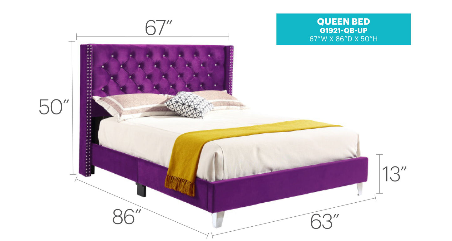 Glory Furniture - Julie - Faux Crystals Tufted Upholstered Bed