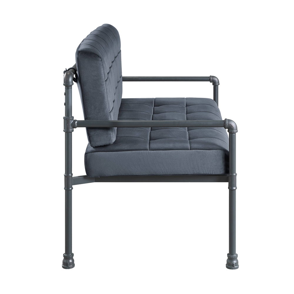 Brantley - Loveseat - Gray Velvet & Sandy Gray