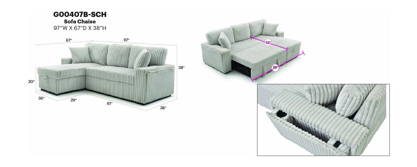 Glory Furniture - Connie - Sofa Bed Chaise