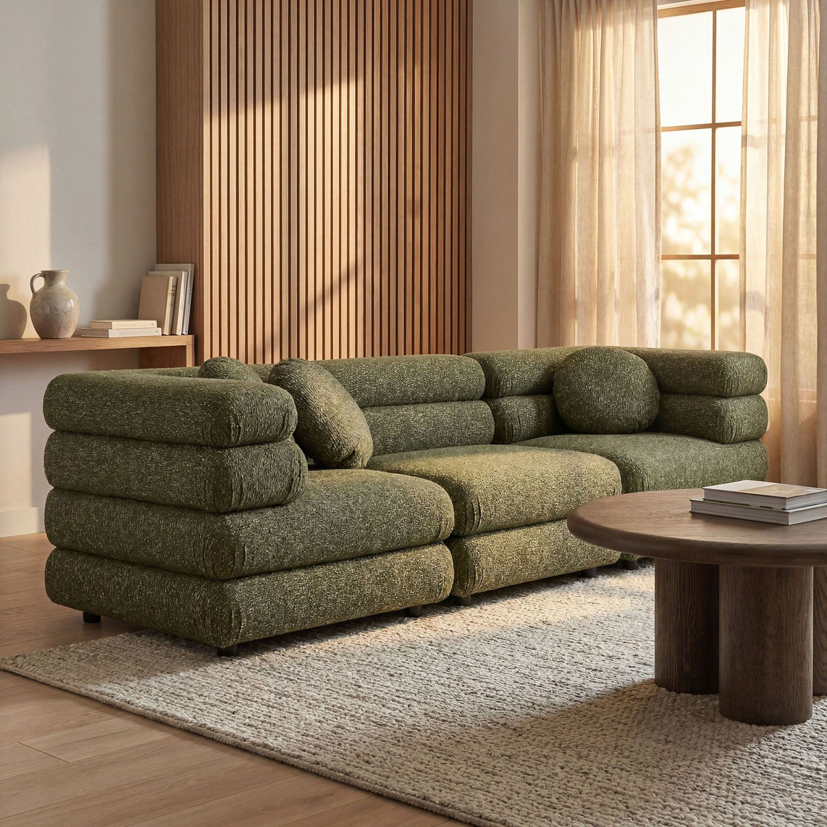 Jubilee 3-Piece Upholstered 3-Piece Modular Sofa Set - Olive