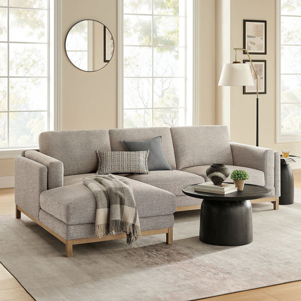 Roscoe Left-Facing Fabric Sectional Sofa with Chaise - Pewter