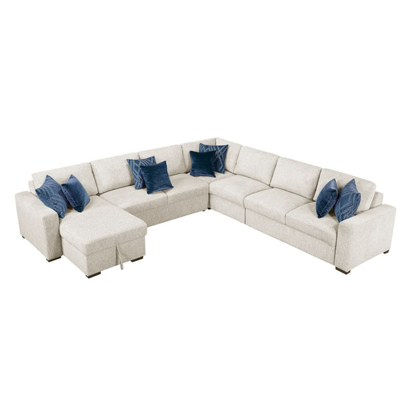 Isla 5-Piece Sectional with Convertible and Reversible Chaise, Hidden Storage, Click Motion Back