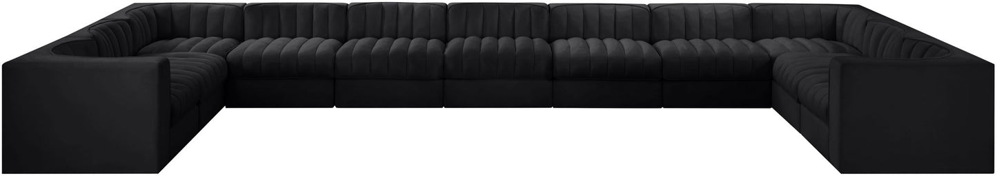 Rummi - Velvet Performance Fabric Upholstered 11 Piece Modular Sectional