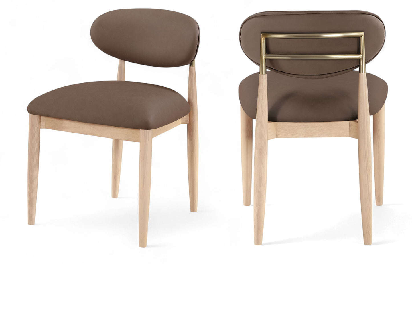 Riccio - Faux Leather Dining Side Chair (Set of 2) - Natural Frame