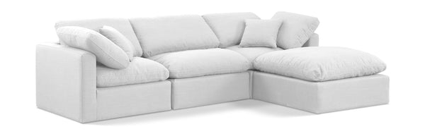 Indulge - Linen 4 Piece Modular Sectional With Chaise - White