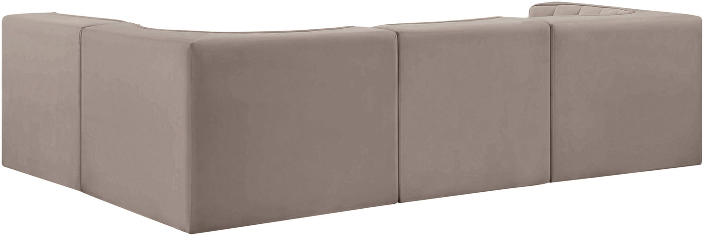 Rummi - Velvet Performance Fabric Upholstered 4 Piece Modular Sectional