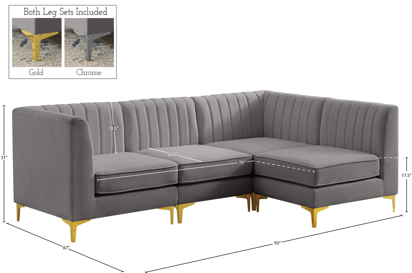 Alina - 4 Piece Modular L-Shaped Sectional