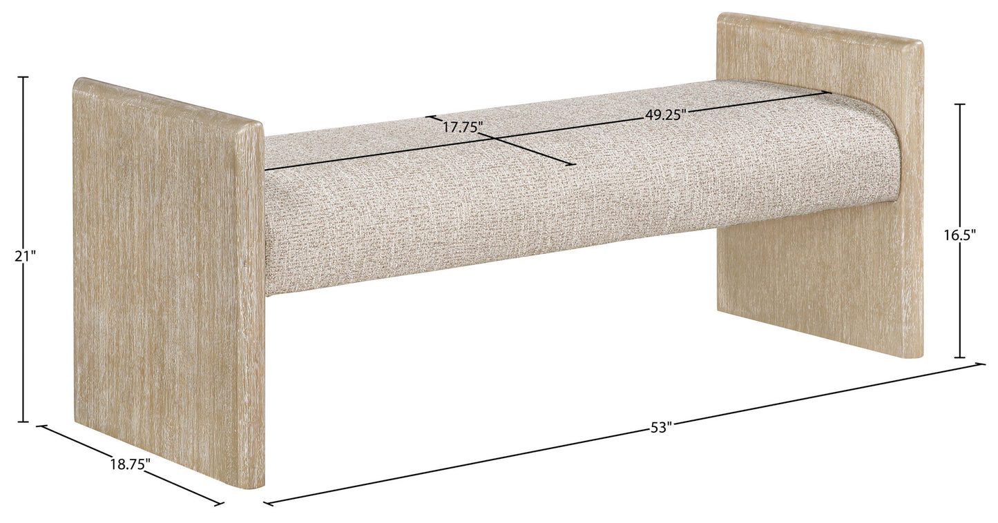 Hickory - Fabric Upholstered Bench - Natural Frame
