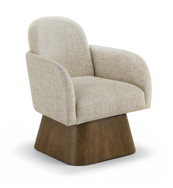 Marlowe - Linen Textured Fabric Upholstered Swivel Accent Chair - Stained Brown