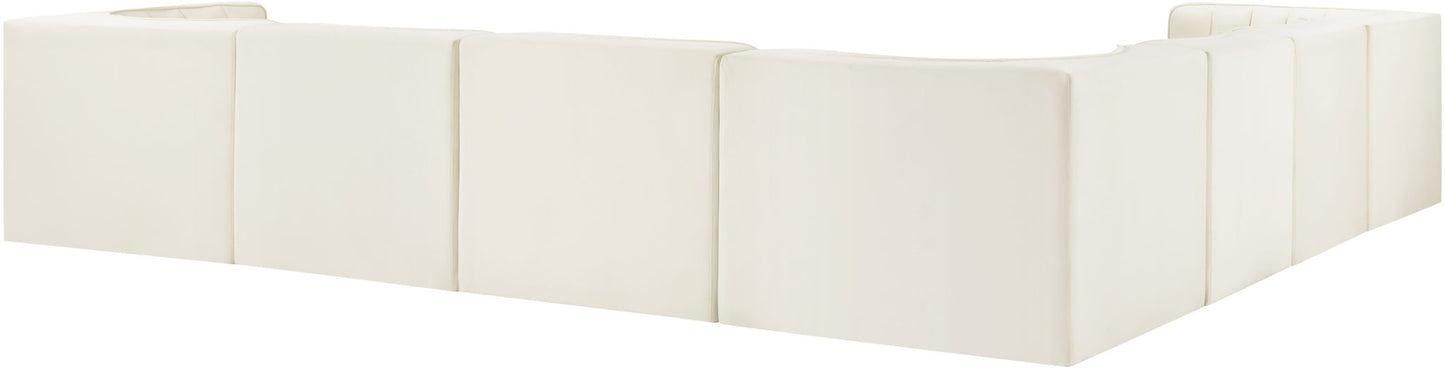 Rummi - Symmetrical Velvet Performance Fabric Upholstered 7 Piece Modular Sectional (With 3 Corner Chairs)