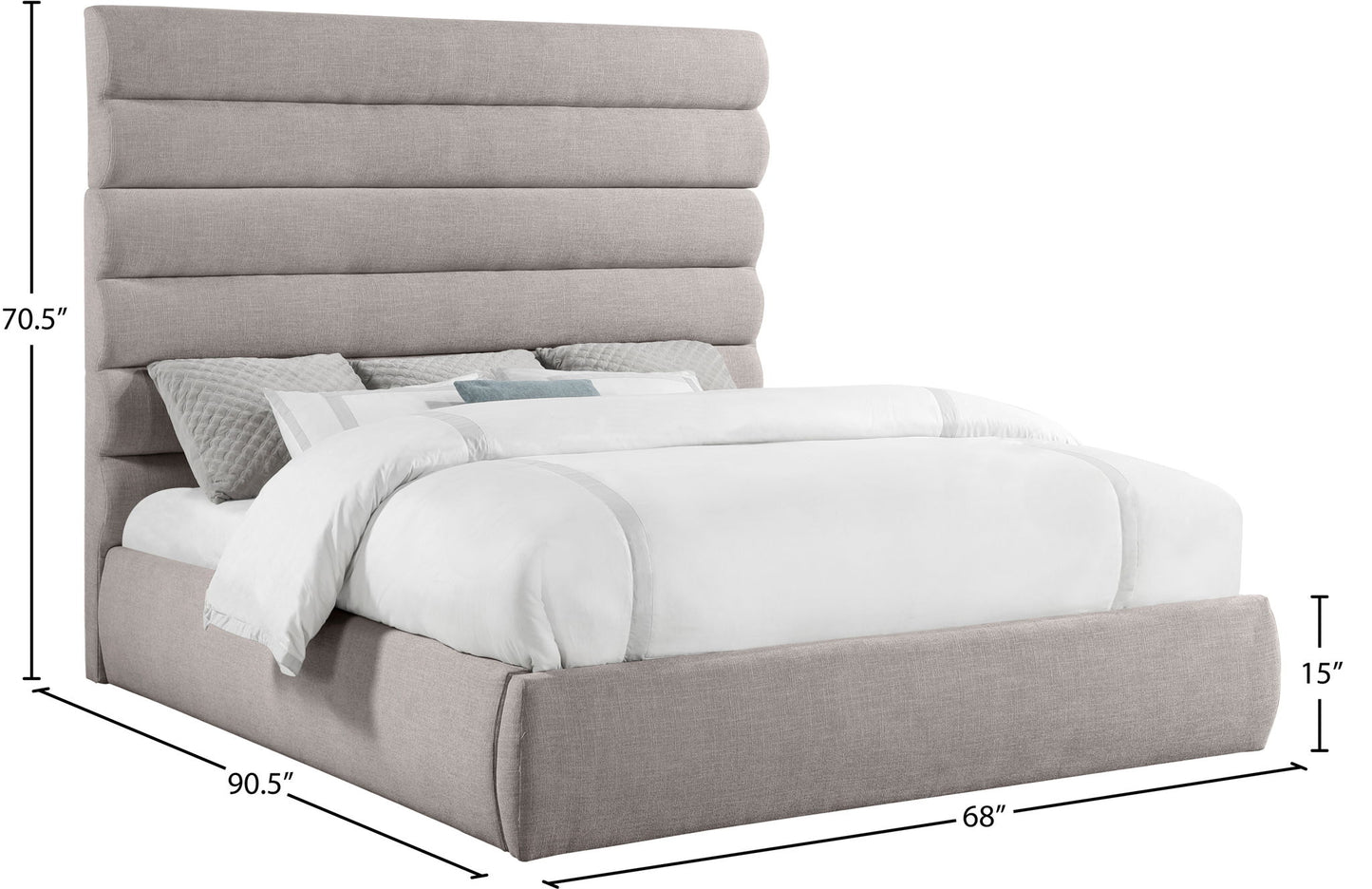 Adam - Linen Fabric Bed With 70.5" Headboard