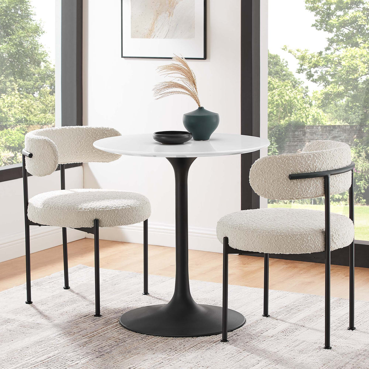 Lippa Round 28" Dining Table - Wood, Black White