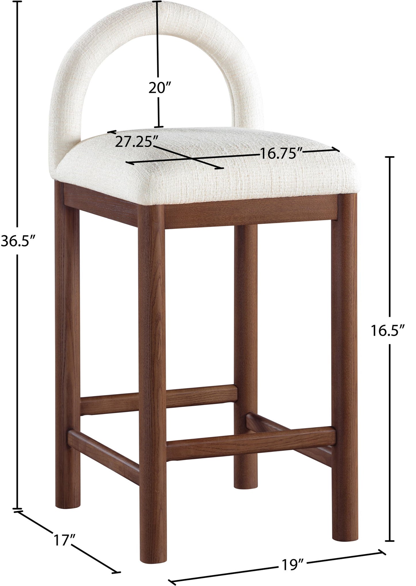 Conrad - Linen Counter Stool With Brown Legs