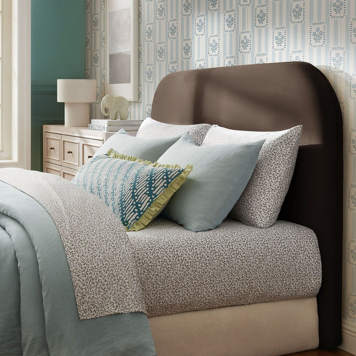 Keynote Full Size Stain-Resistant Performance Velvet Headboard - Chocolate Brown