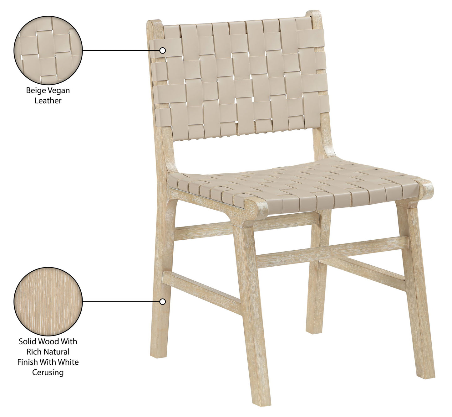 Entwine - Vegan Leather Upholstered Dining Chair - Painted Natural