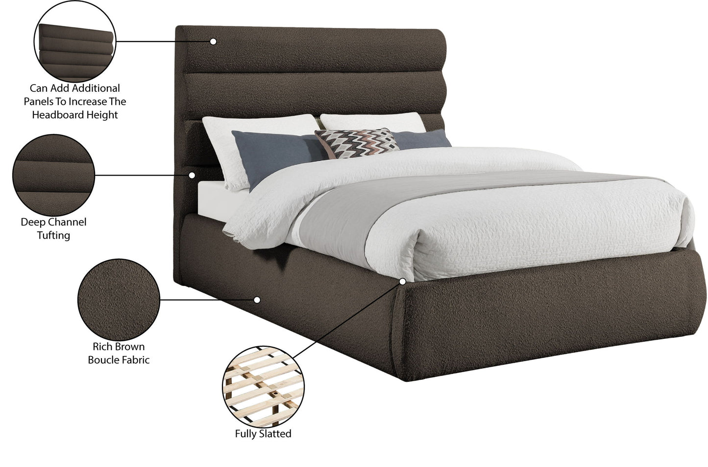 Adam - Boucle Fabric Bed With 52" Headboard