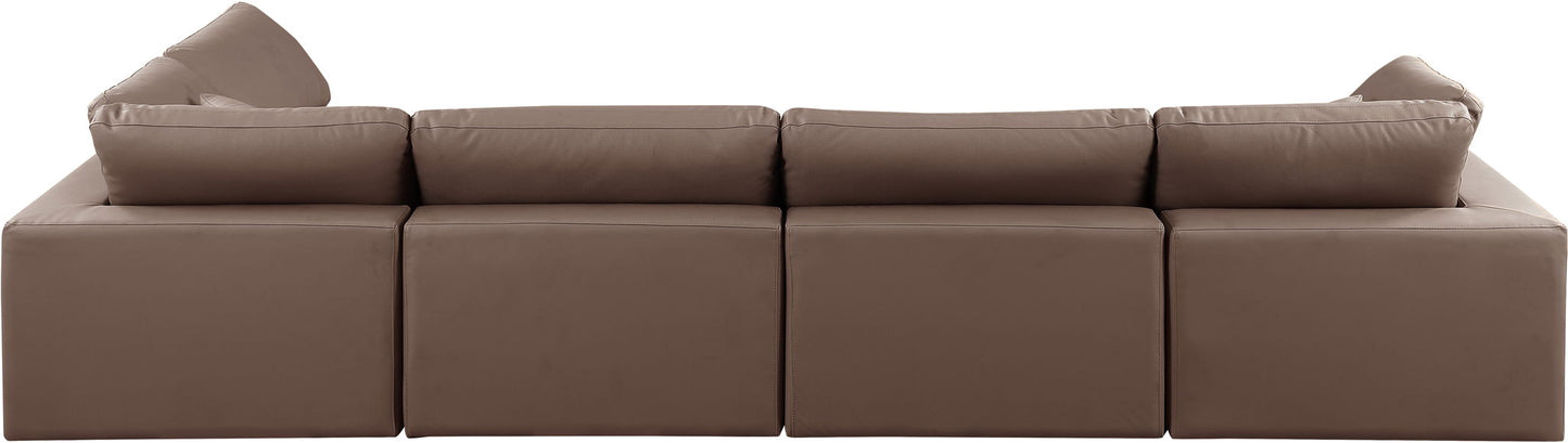 Comfy - 5 Piece Faux Leather Modular Sectional
