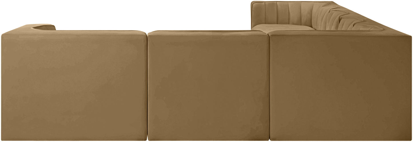 Rummi - Velvet Performance Fabric Upholstered 7 Piece Modular Sectional (With 3 Corner Chairs)
