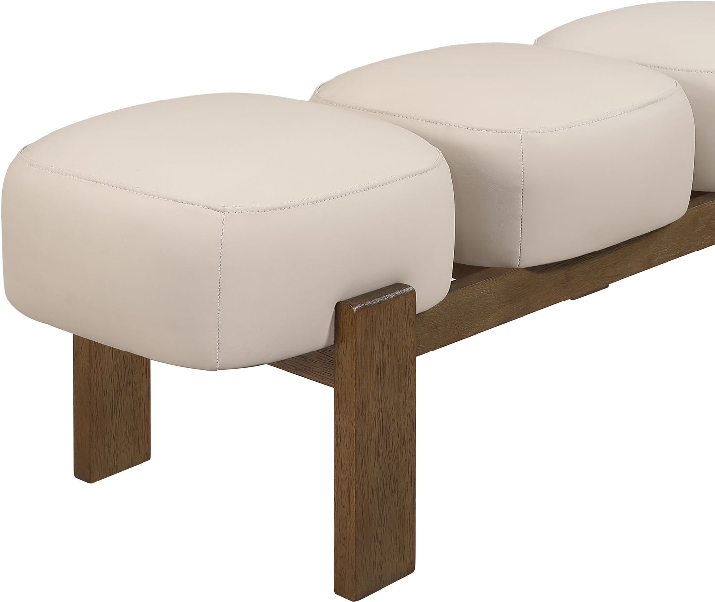 Woodcrest - Vegan Leather Upholstered Bench - Painted Brown Walnut Base