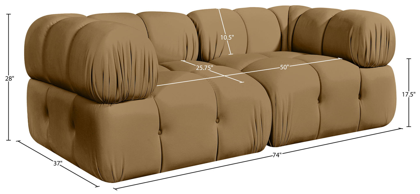Orin - Velvet Performance Fabric Upholstered 2 Piece Modular Sofa (2 Corner Chairs)