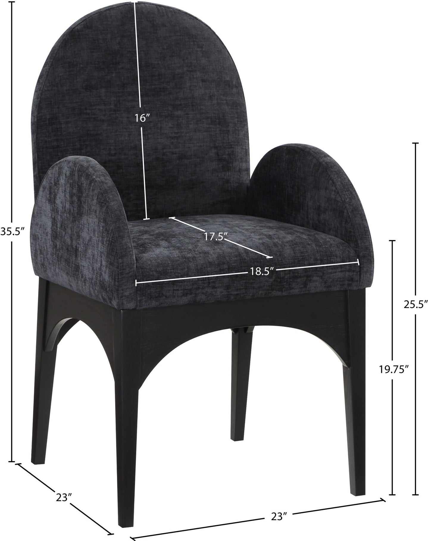 Waldorf - Chenille Dining Arm Chair With Black Legs