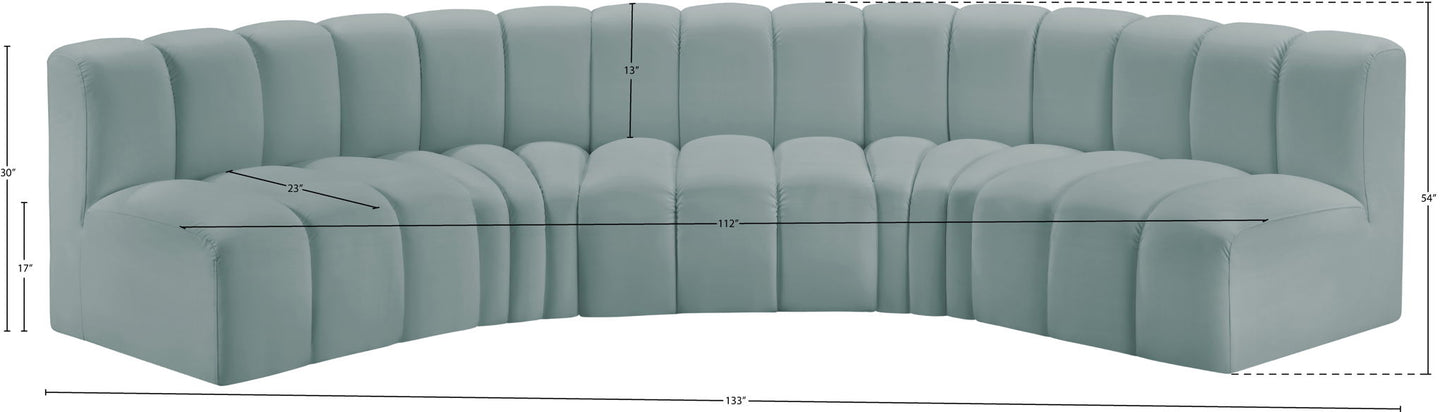 Arc - Faux Leather 5 Piece U-Shaped Modular Sofa