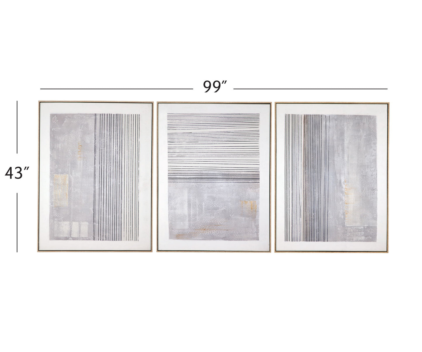 Razi Framed Canvas (Set of 3) - Gray