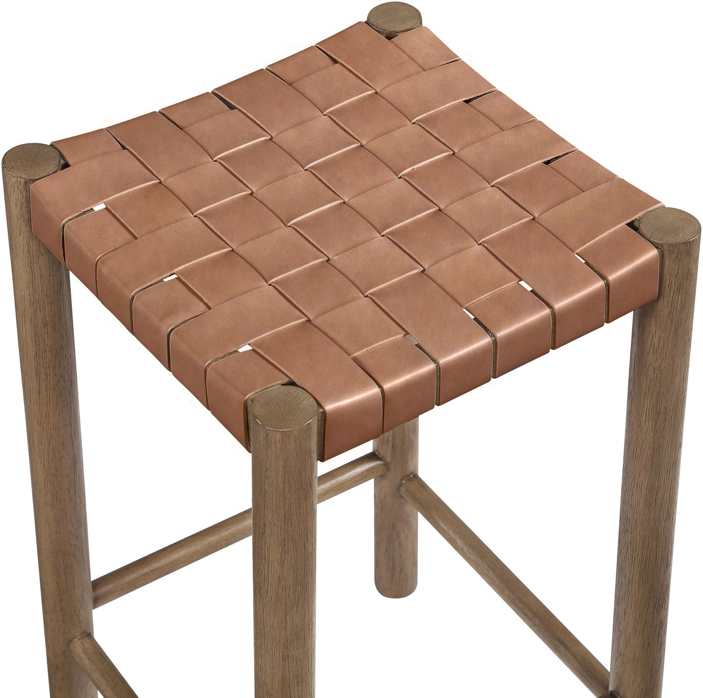 Entwine - Vegan Leather Upholstered Backless Counter Stool - Painted Brown