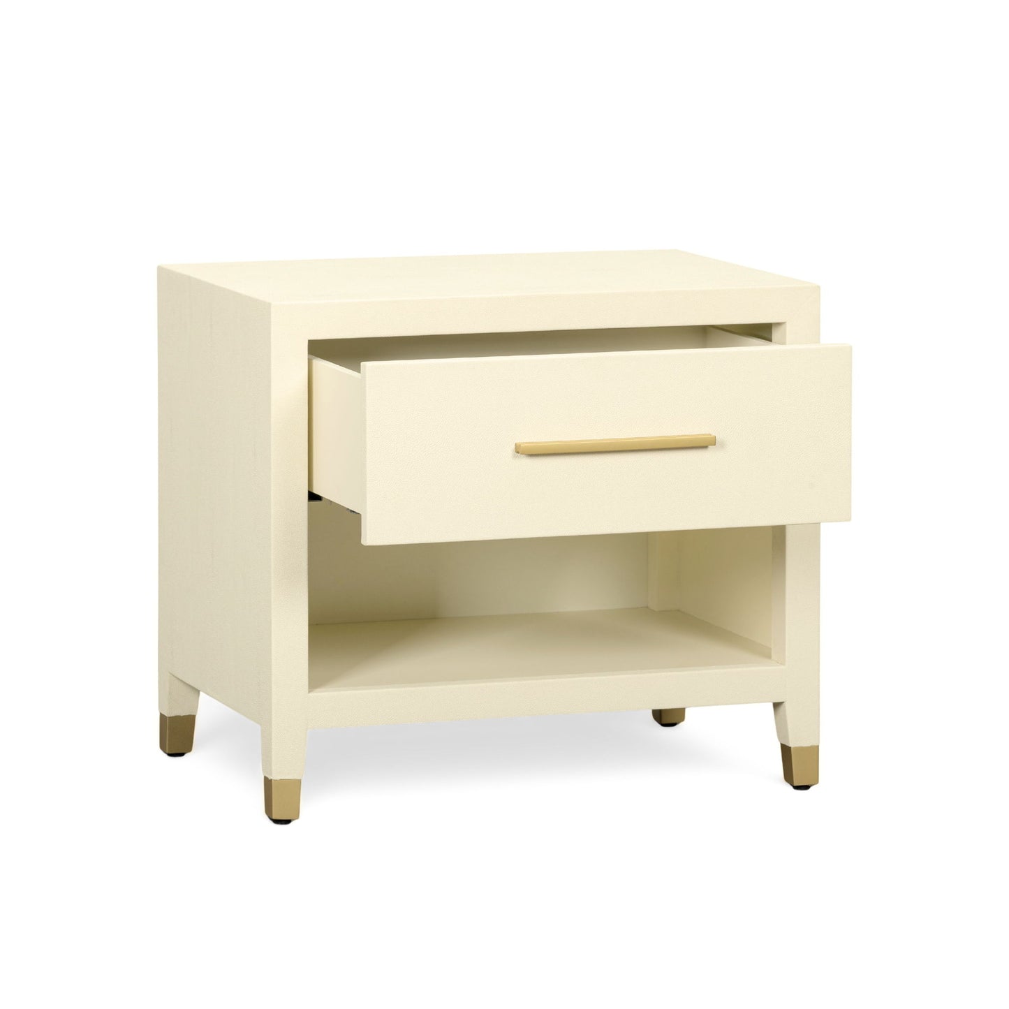 Dani - Faux Shagreen Nightstand With Drawer - Cream