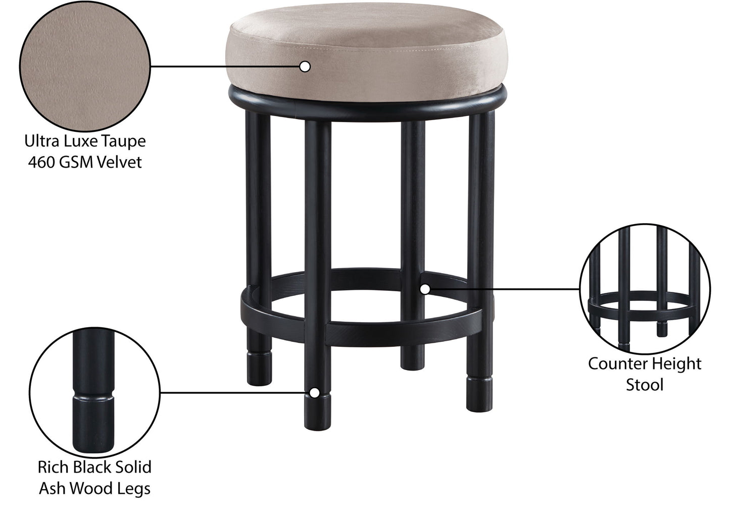 Monette - Counter Stool With Black Base