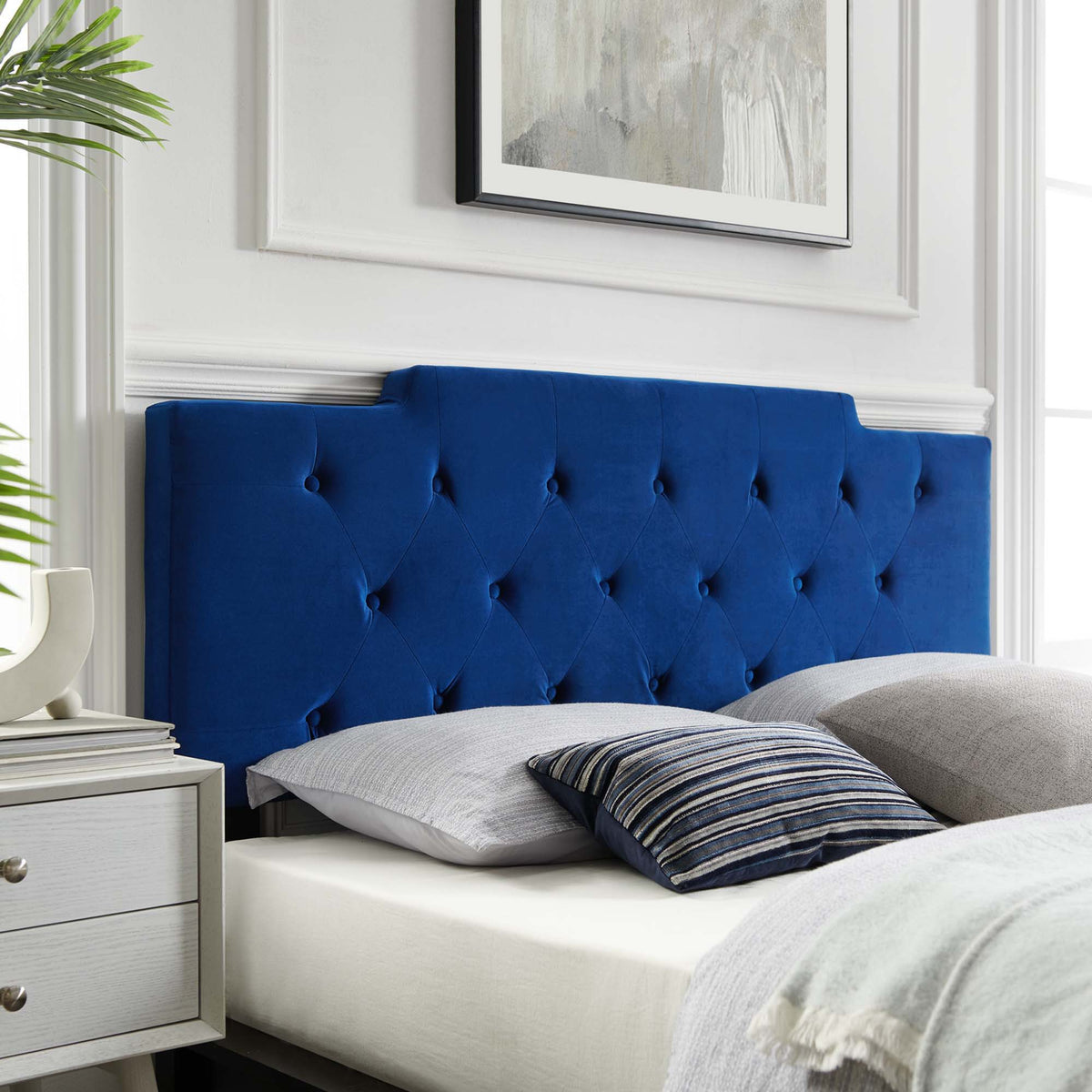 Juliet Tufted Performance Velvet Headboard - King/CA King, Navy