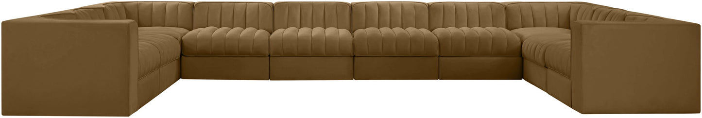 Rummi - Velvet Performance Fabric Upholstered 10 Piece Modular Sectional