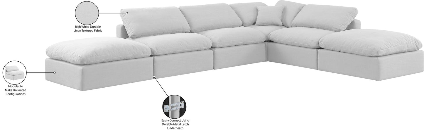 Indulge - Linen 6 Piece Modular Armless Sectional - White
