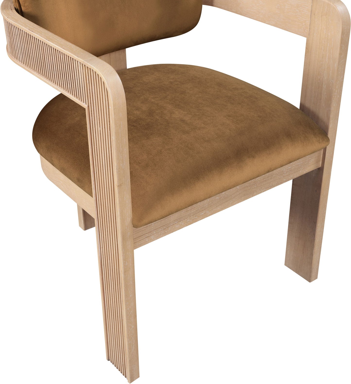Sacha - Velvet Dining Chair With Natural Base (Set of 2) - Saddle