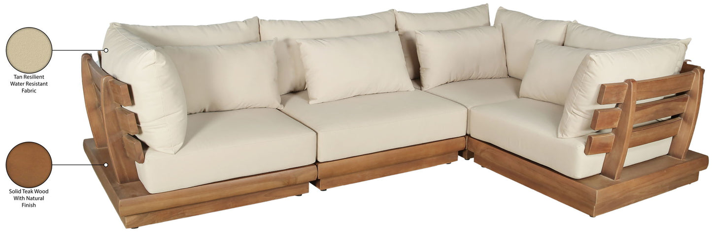 Mirella - 4 Piece Water Resistant Fabric Outdoor Patio Modular Sectional