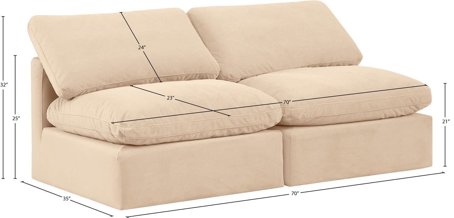 Indulge - Velvet 2 Seat Modular Armless Sofa