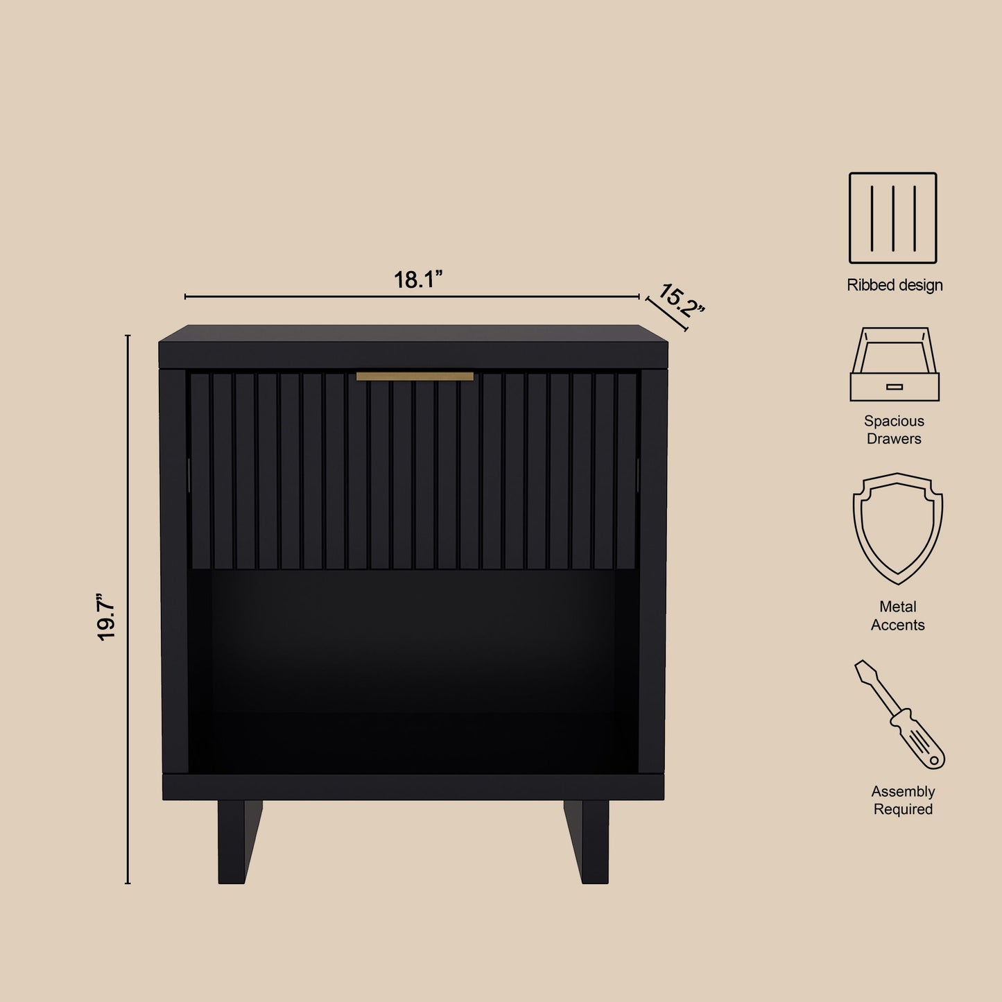 Manhattan Elara - Solid Wood Nightstand