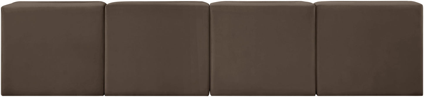 Rummi - Armless Velvet Performance Fabric Upholstered 4 Piece Modular Sofa