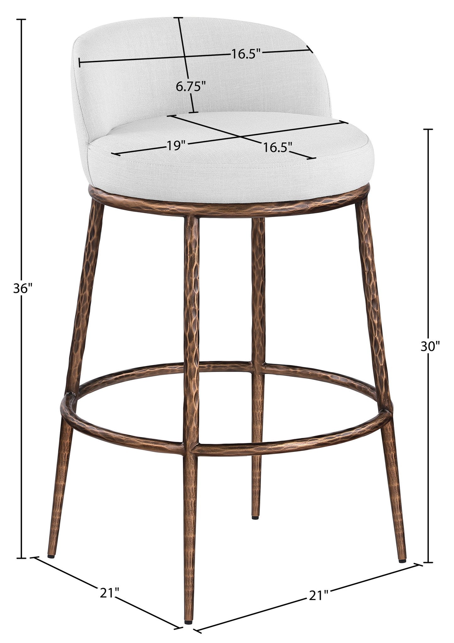 Ferro - Performance Fabric Upholstered Bar Stool - Antique Bronze