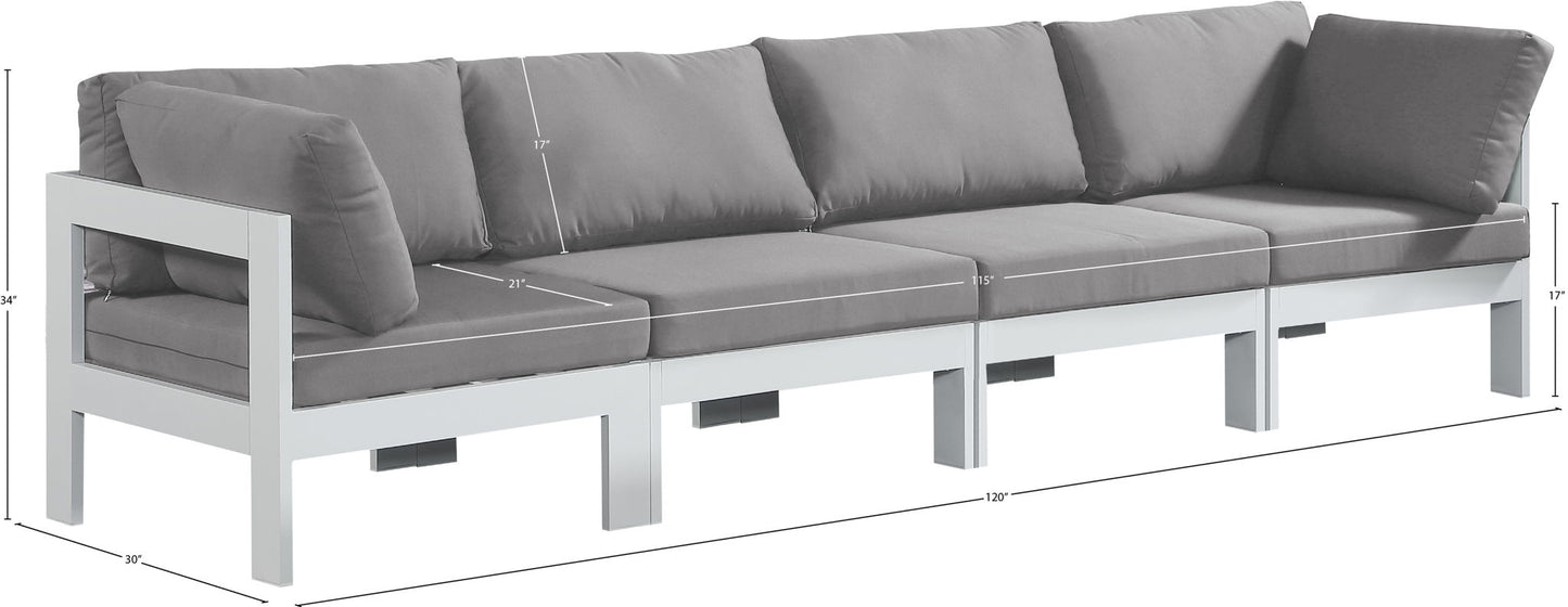 Nizuc - Outdoor Patio 4 Seat Modular Sofa With White Frame