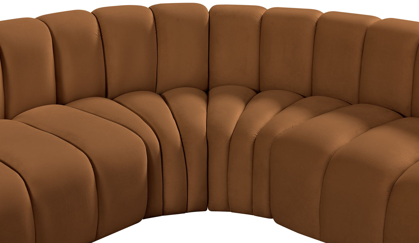 Arc - Velvet 7 Piece Modular Sofa - Saddle