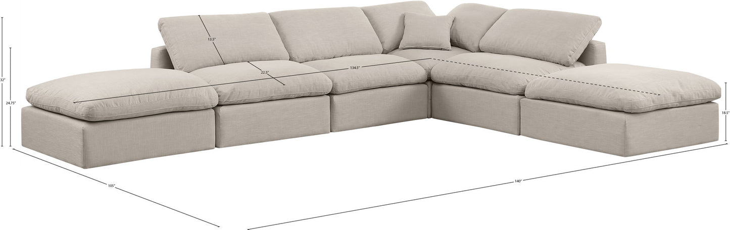 Indulge - Linen 6 Piece Modular Armless Sectional